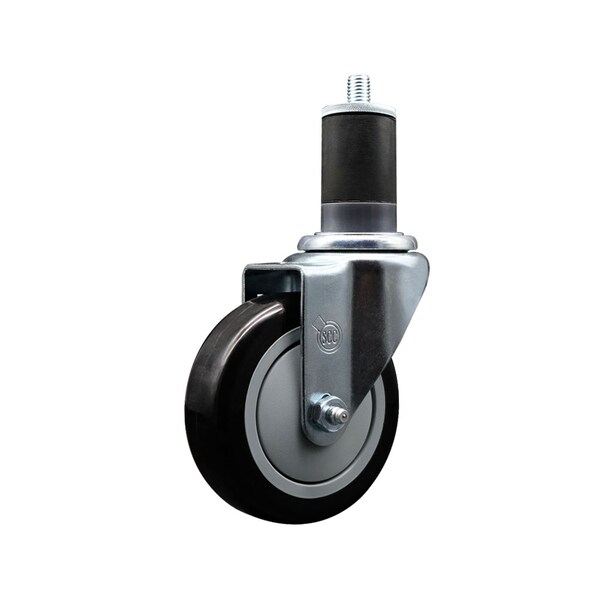 4'' SS Black Poly Wheel Swivel 1-5/8'' Expanding Stem Caster